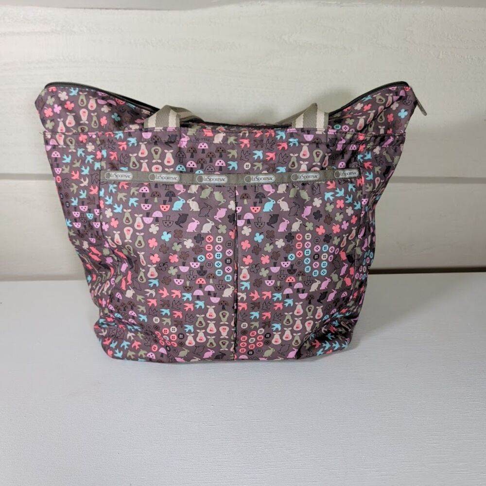LeSportsac Everygirl Tote featuring a gray animal-themed print